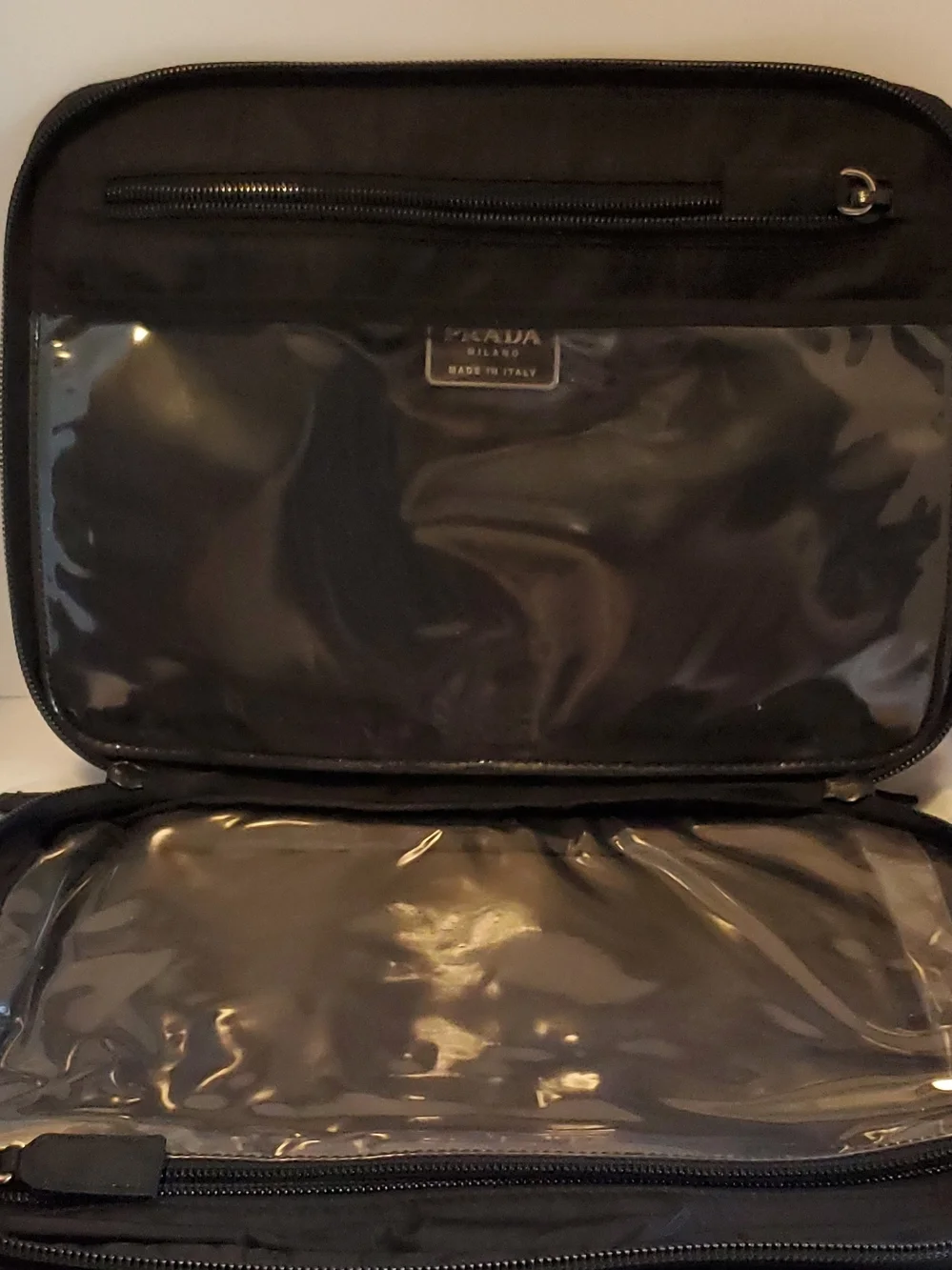 Authentic PRADA MILANO Black Nylon Makeup Bag with Zipper, Pockets - Picture 7 of 13